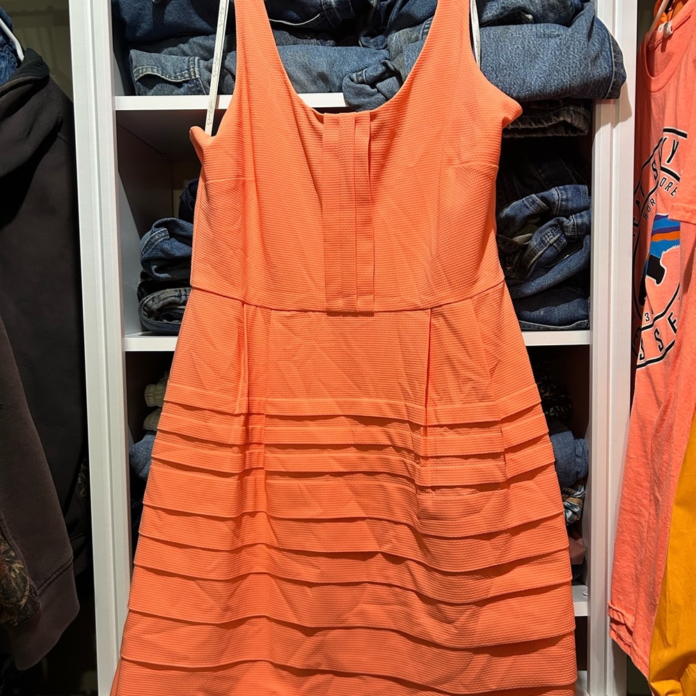 Jessica Simpson Coral Midi Dress with Tiered Skirt